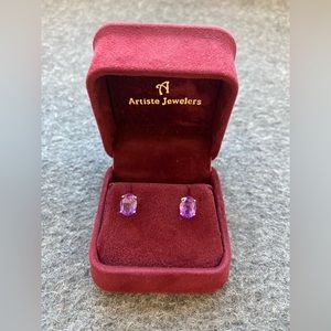 Amethyst & White Gold Stud Earrings